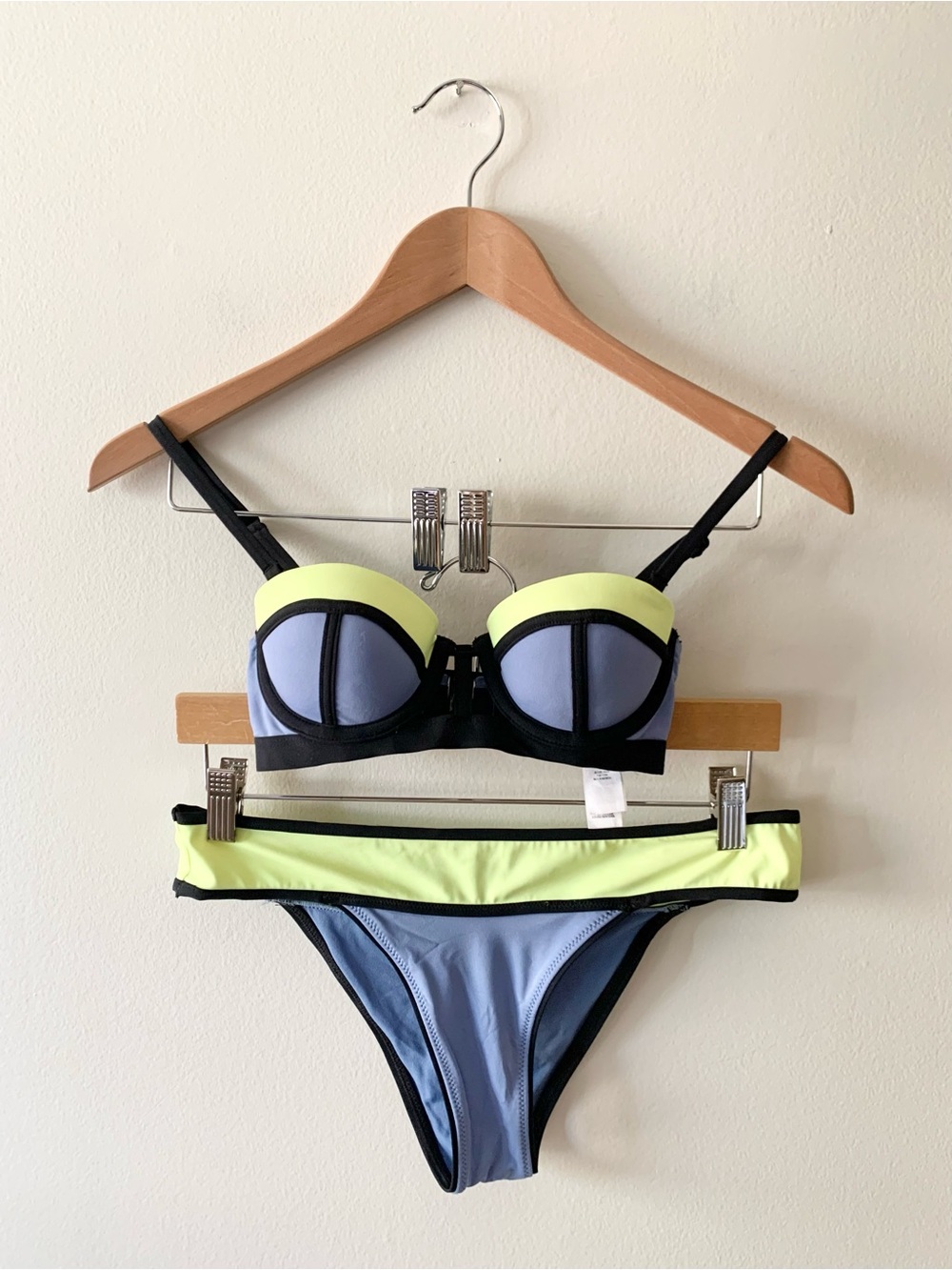 NEW Primark Atmosphere Two-Tone Neon Yellow & Blue Bikini Top and Bottom Set
